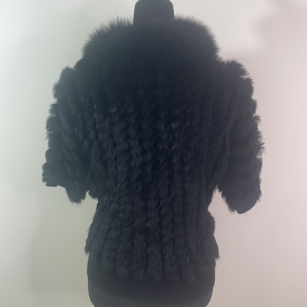Real Rabbit & Fox Fur Button Down Top - Picture 3 of 3